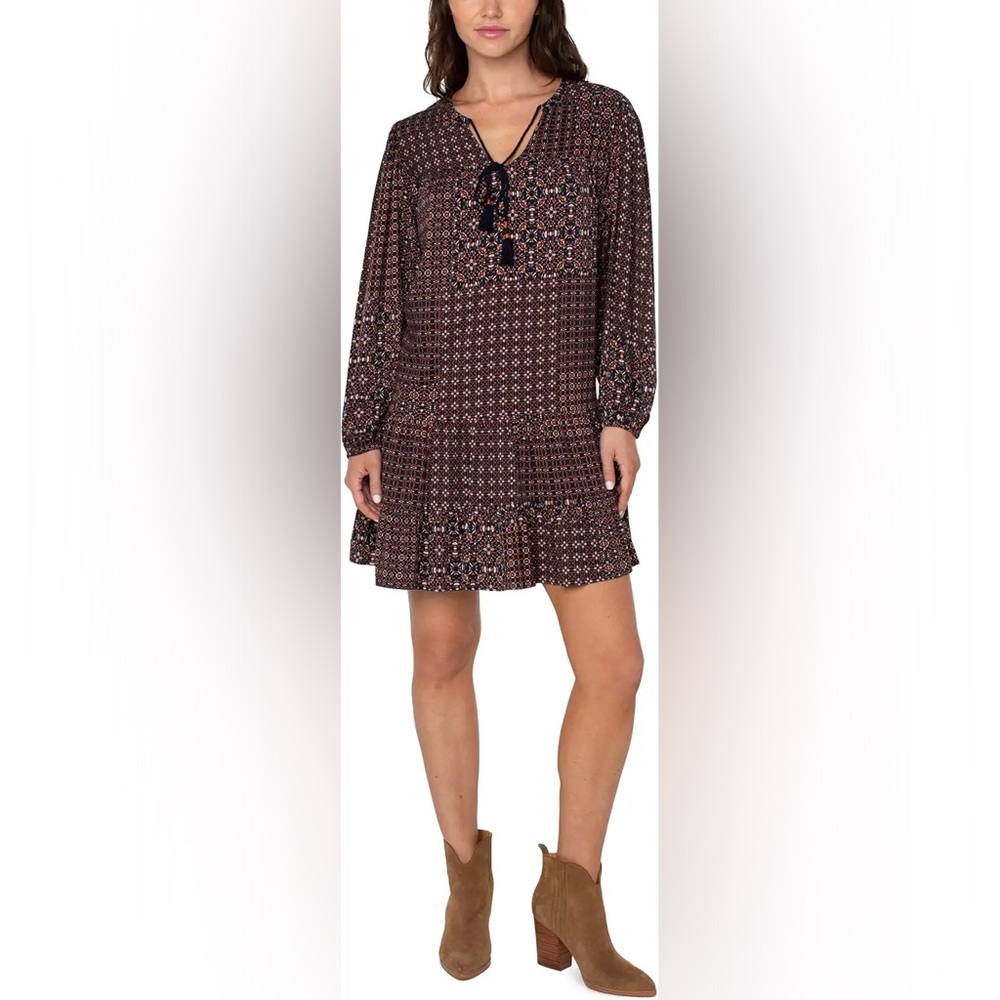 NWOT - Liverpool Los Angeles - Patchwork Geo Ditzy Shirtdress - Small